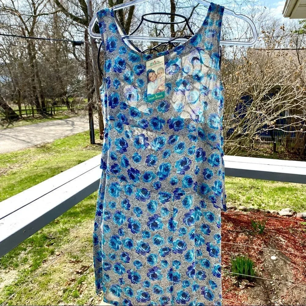 SACRED THREADS BOHO SYMMETRICALLY LAYERED FLORAL DRESS S/M NWT